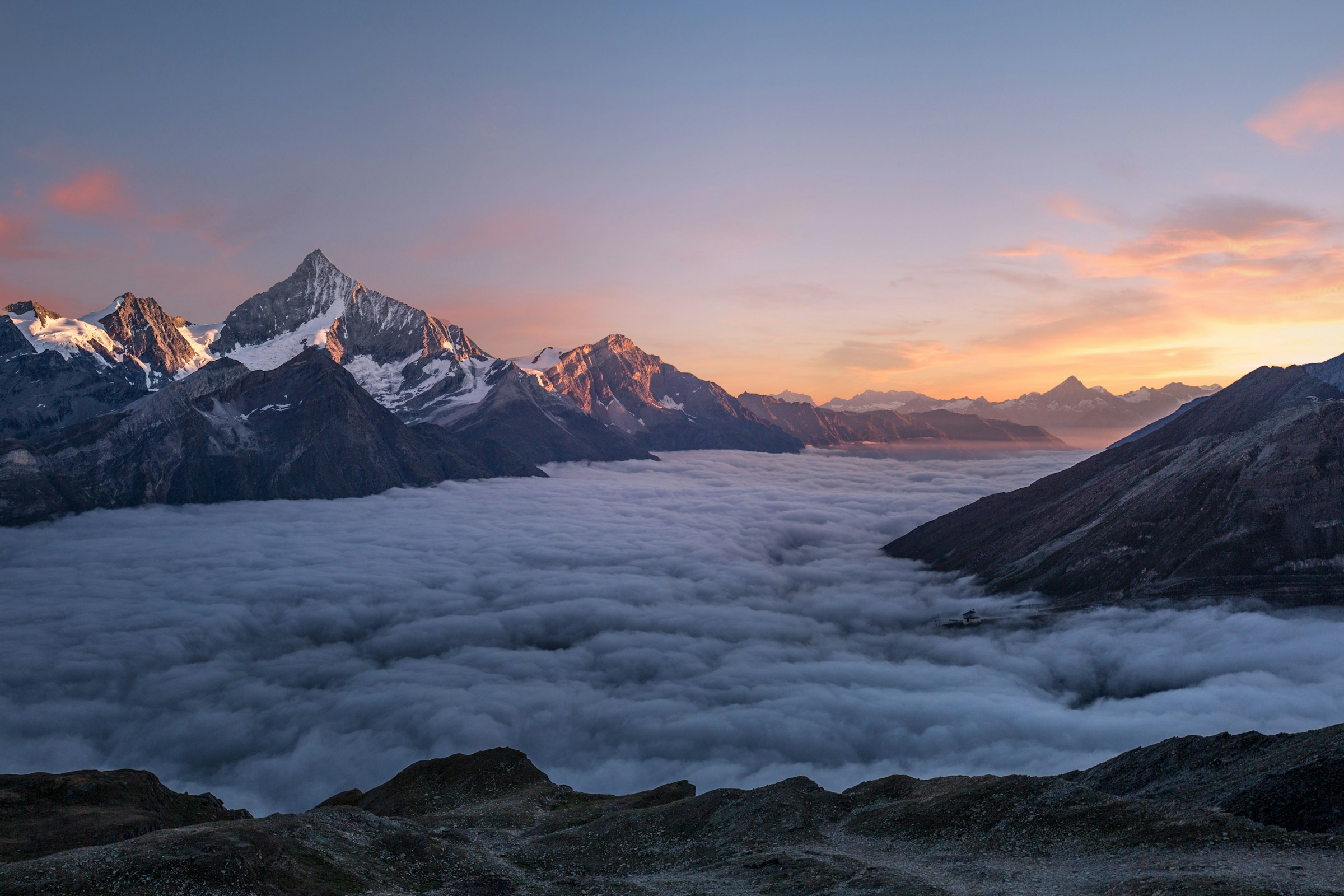 Mountain landscape at sunset
